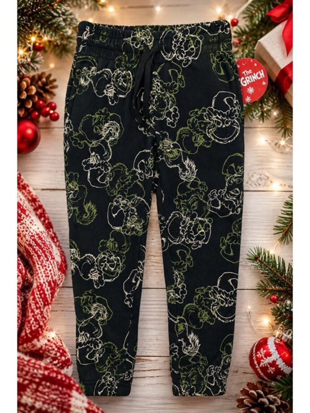 Boys' The Grinch Graphic Fleece Jogger Pants - Black Medium